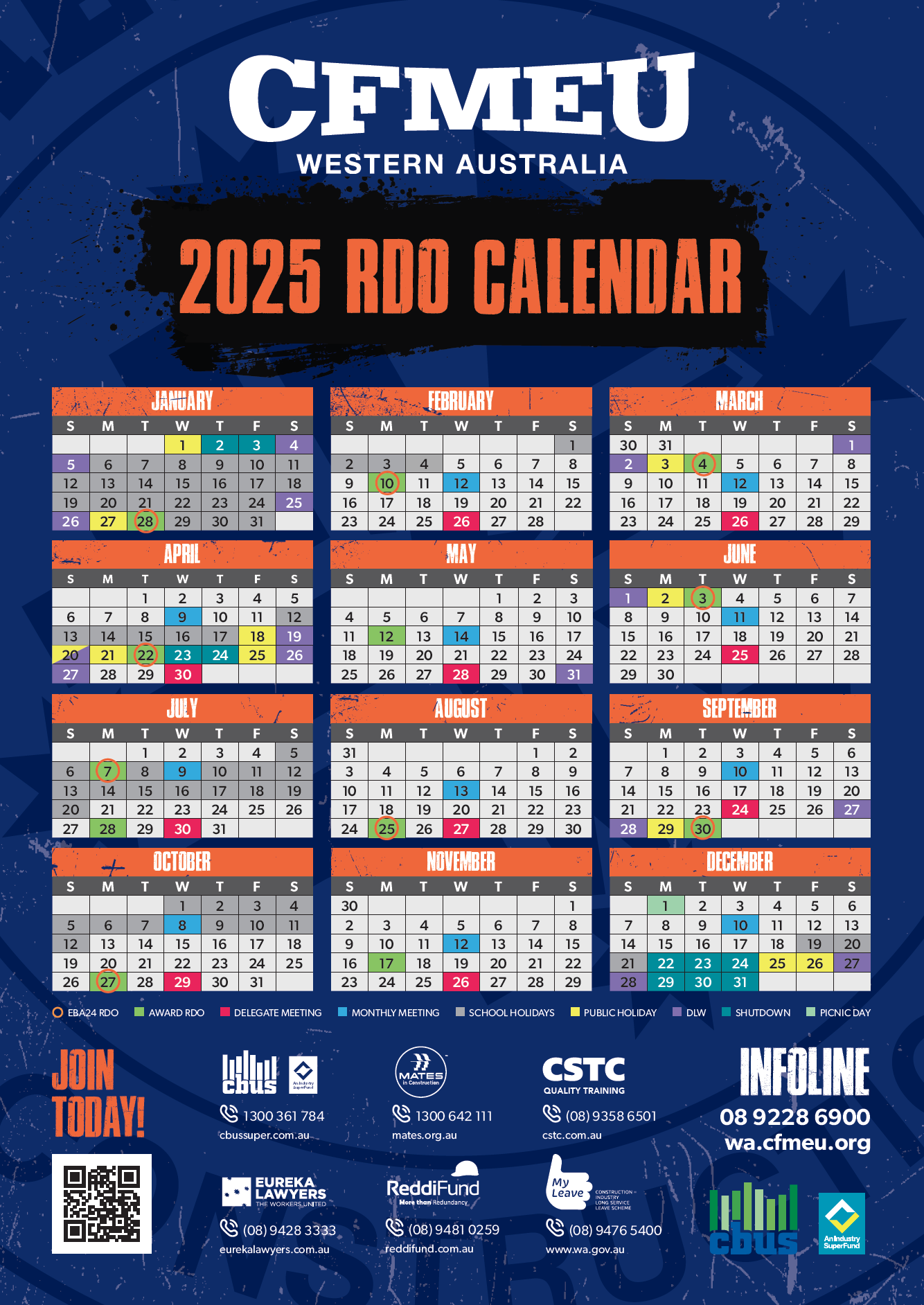 WA RDO CALENDAR CFMEU Western Australia